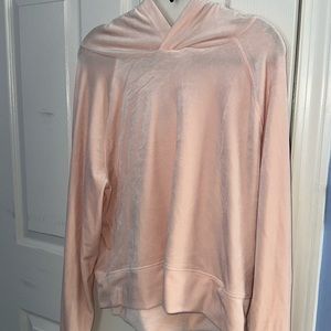 size large, soft and cozy, crushed velvet, light, pink, baby pink, crop hoodie
